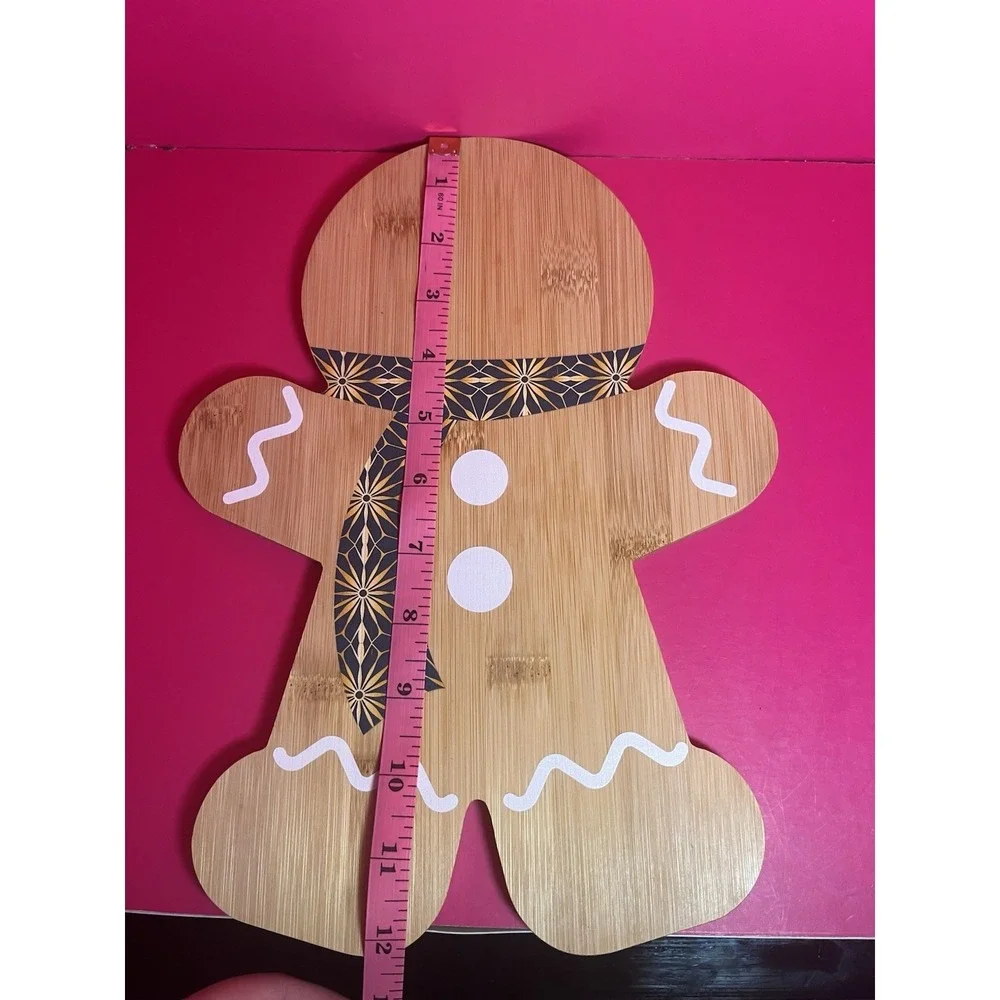 Christmas Acacia Wood Gingerbread Man Charcuterie Board Holiday Party Serve Tray